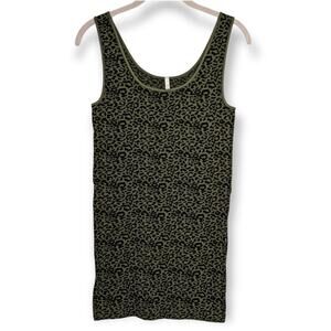 Skinny Tees Green Leopard Stretchy Comfort Control Long Tank Top OS